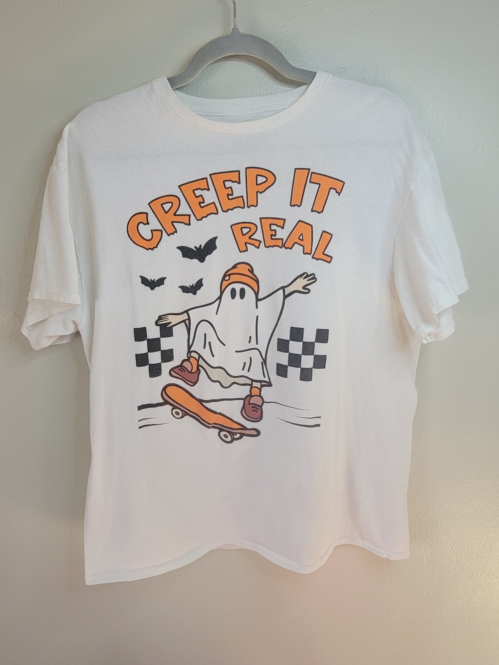 Rare Sugar Flower - Creep It Real - Skateboarding Ghost Tee - Large - Halloween